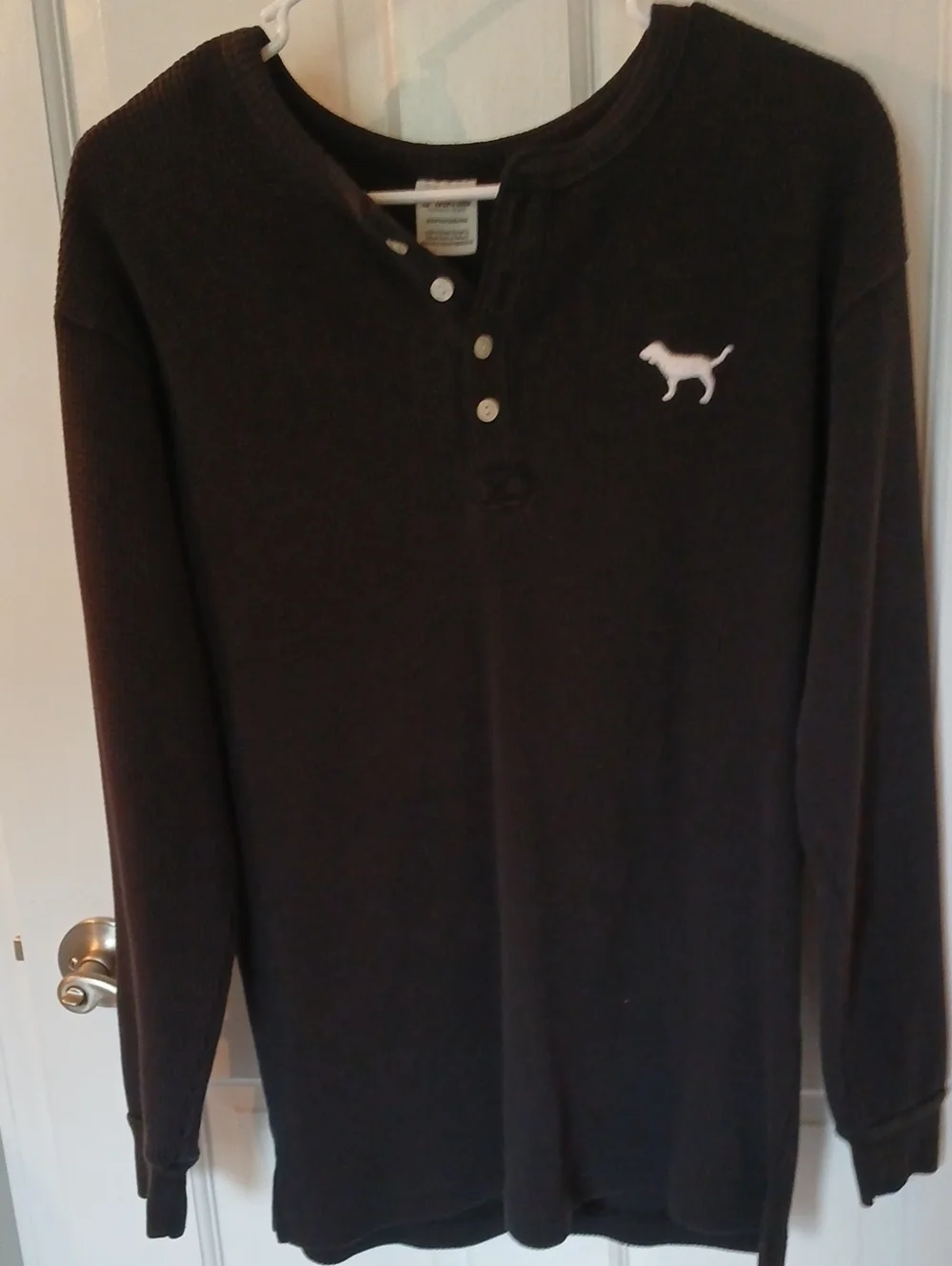 Ladies Long-Sleeve Henley Sweater - Black